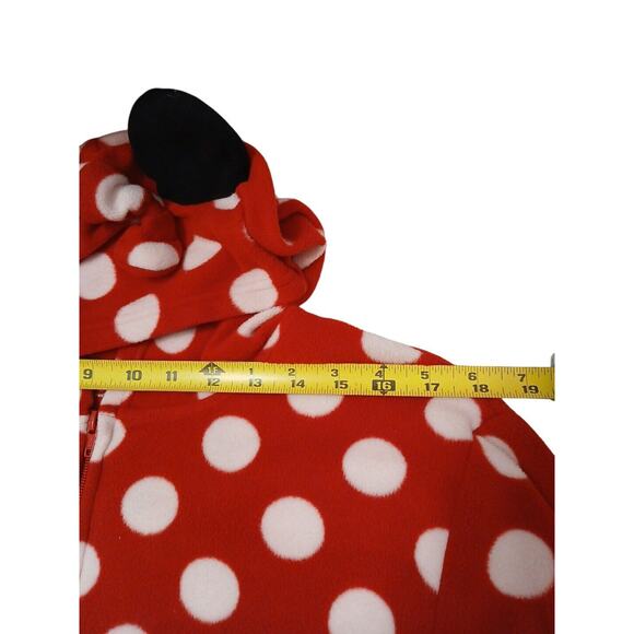 DISNEY Minnie Mouse JUMPSUIT Women's Sz M RED White Polkadot Hoodie HALLOWEEN PJ - Picture 10 of 15